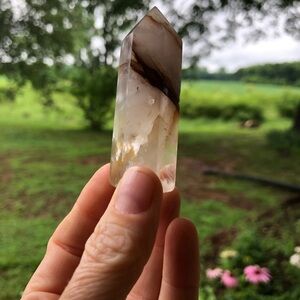 Clear Quartz Point with Smoky Vein
